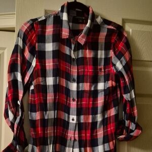 Tommy Hilfiger Men's Plaid Shirt - Navy, Red, and White